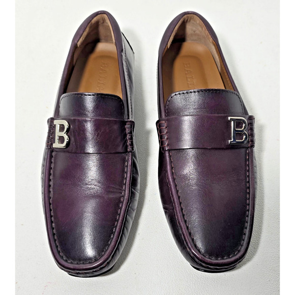 Bally PIEVO Mens Burgundy Slip On Loafer Leather Driving Moc B Logo US7.5/40.5EU main image 8